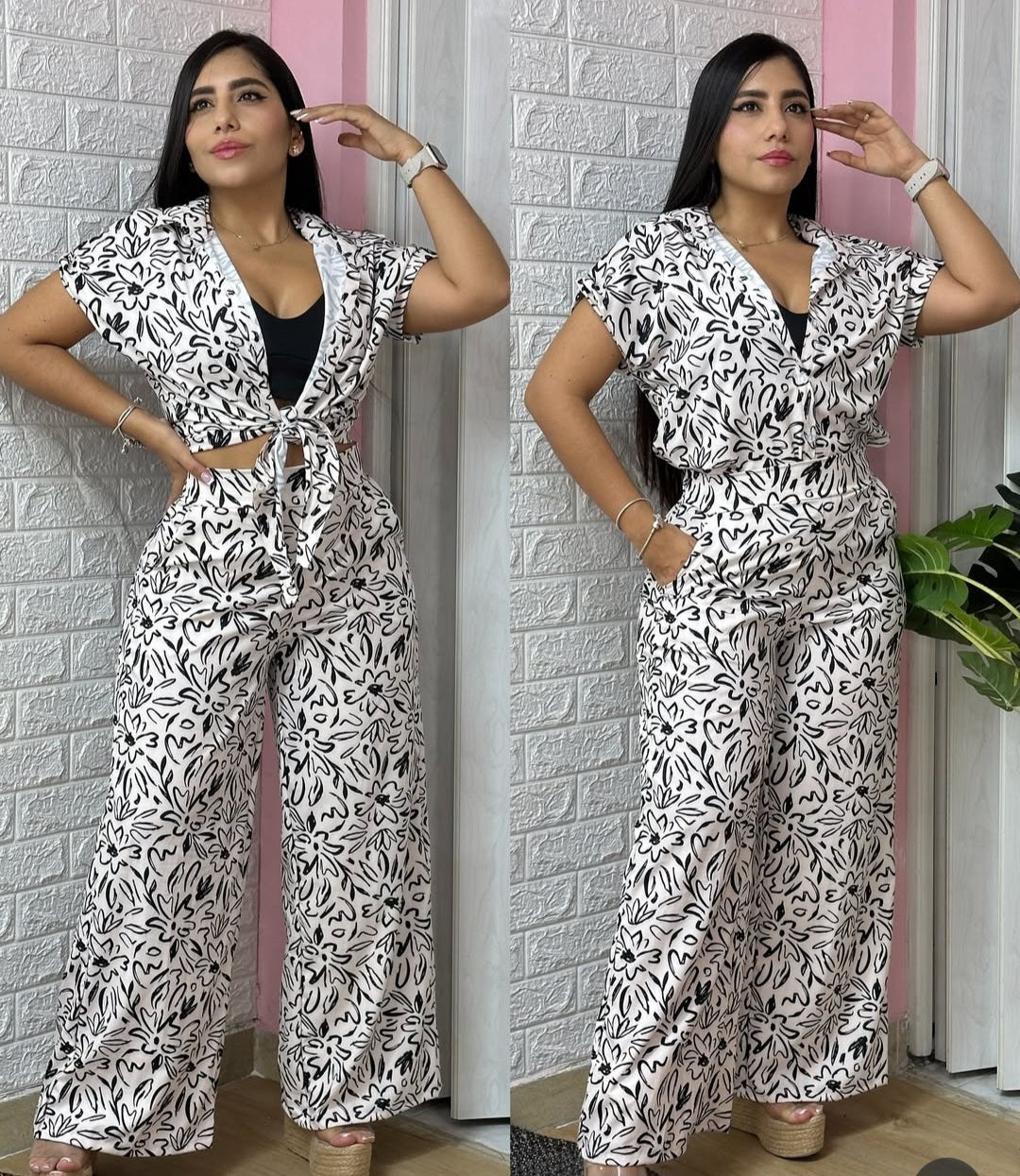 Set estampado blanco y negro