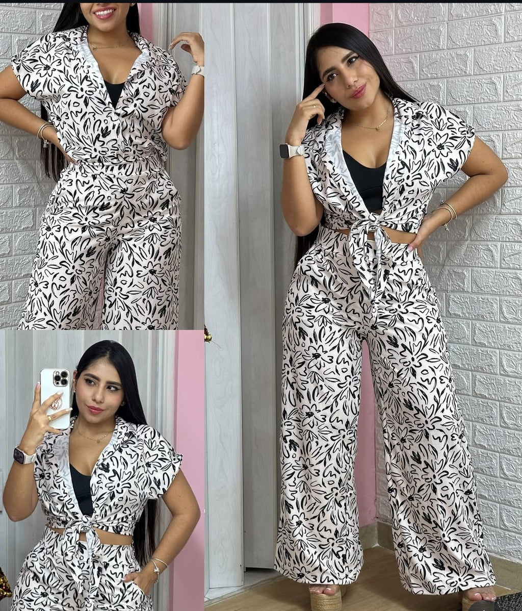 Set estampado blanco y negro